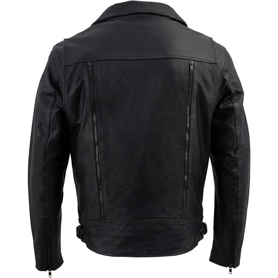 【並行輸入品】Milwaukee Leather LKM1760 メンズ ブラックレザー オートバイジャケット ユーティリティポケット付き - 　並行の画像