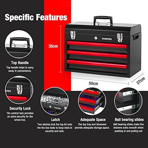 【並行輸入品】WORKPRO W009044A 408 Piece Mechanics Tool Set with 3 Drawer Heavyの画像