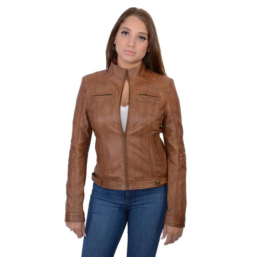 【並行輸入品】Milwaukee Leather Womens Black Leather Mandarin Collar Racer Jac_3