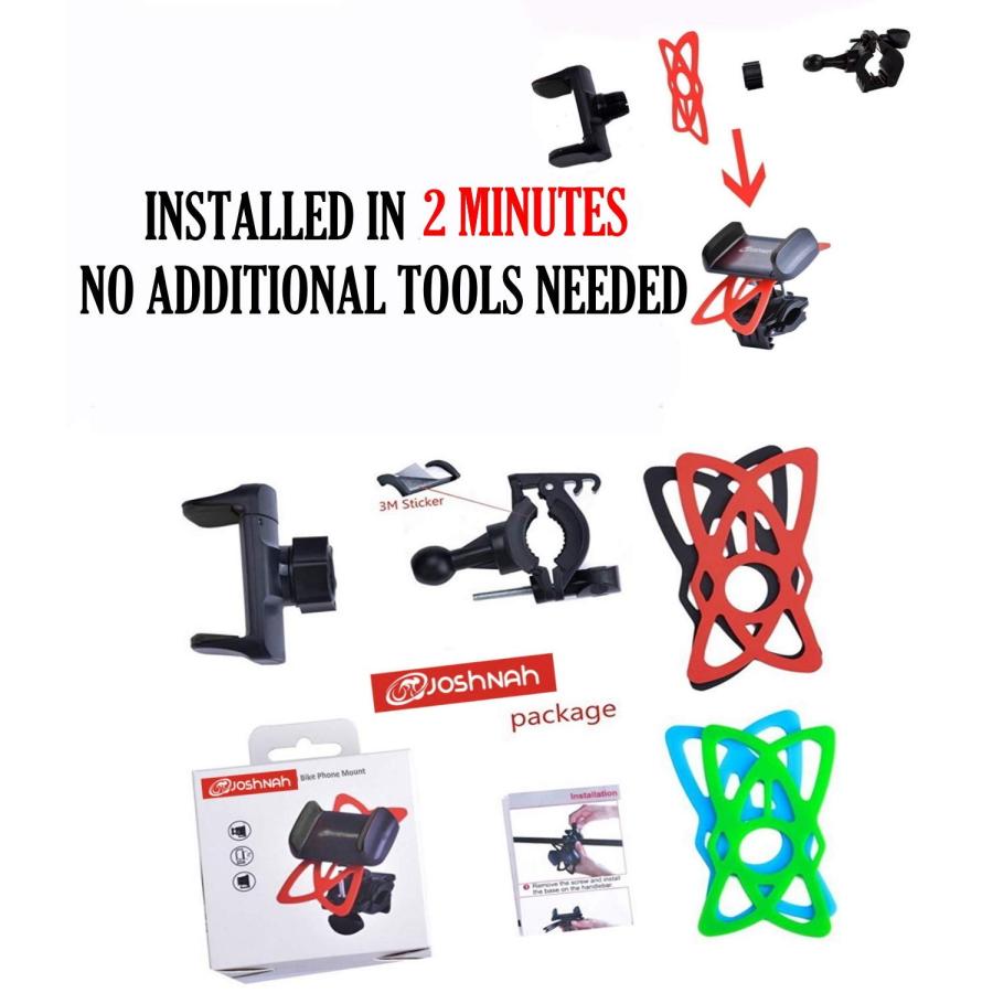【並行輸入品】JoshNAh Bike Phone Mount， Universal Cell Phone Holder for Bicycle_9