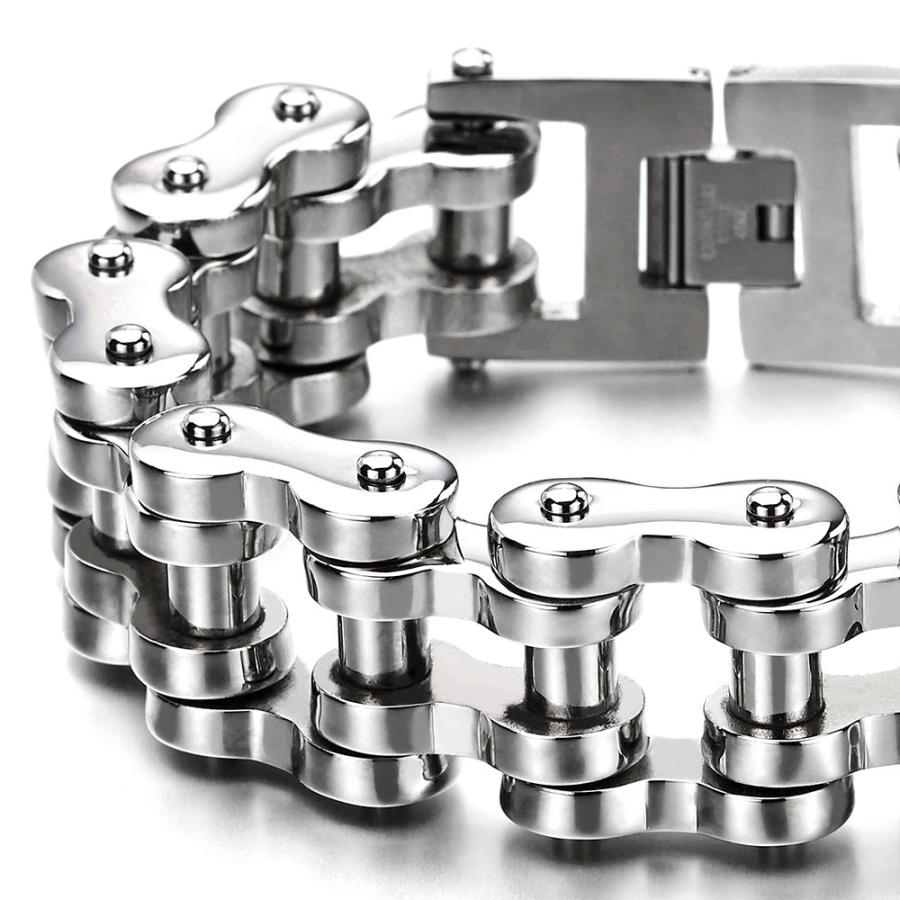 【並行輸入品】メンズ オートバイ チェーン バイク チェーン ブレスレット ステンレススチール シルバー 光沢, Chain Width, ステ_3