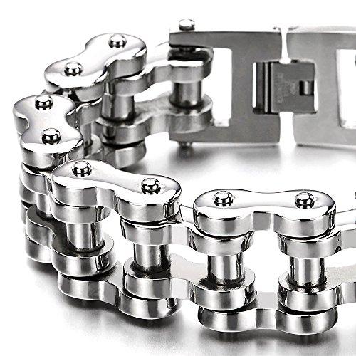 【並行輸入品】メンズ オートバイ チェーン バイク チェーン ブレスレット ステンレススチール シルバー 光沢, Chain Width, ステ_4