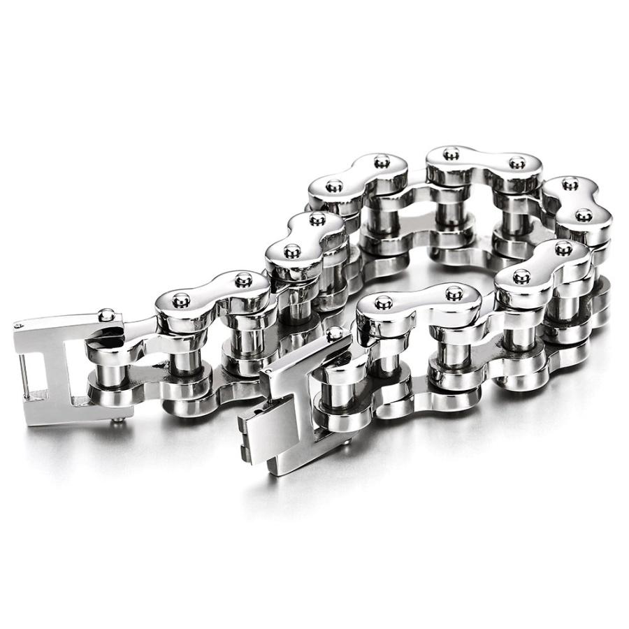 【並行輸入品】メンズ オートバイ チェーン バイク チェーン ブレスレット ステンレススチール シルバー 光沢, Chain Width, ステ_6