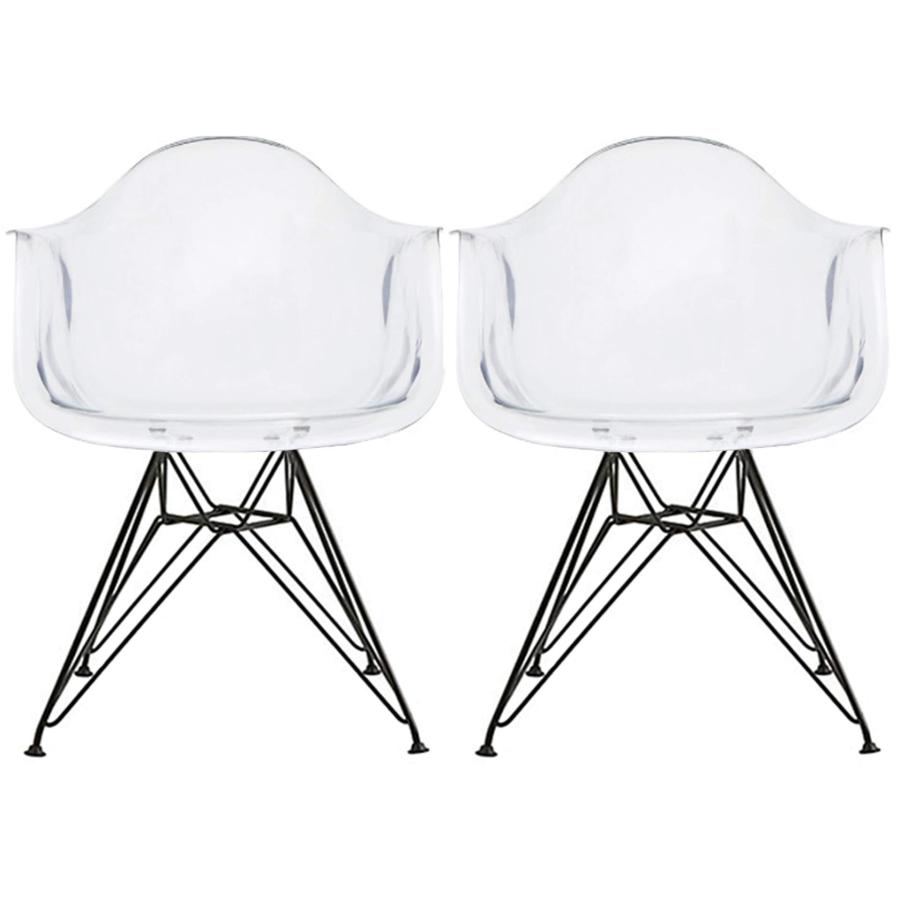 並行輸入品】2xhome モダンアクリルダイニングチェア アームアクセント
