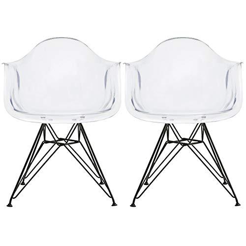 並行輸入品】2xhome モダンアクリルダイニングチェア アームアクセント