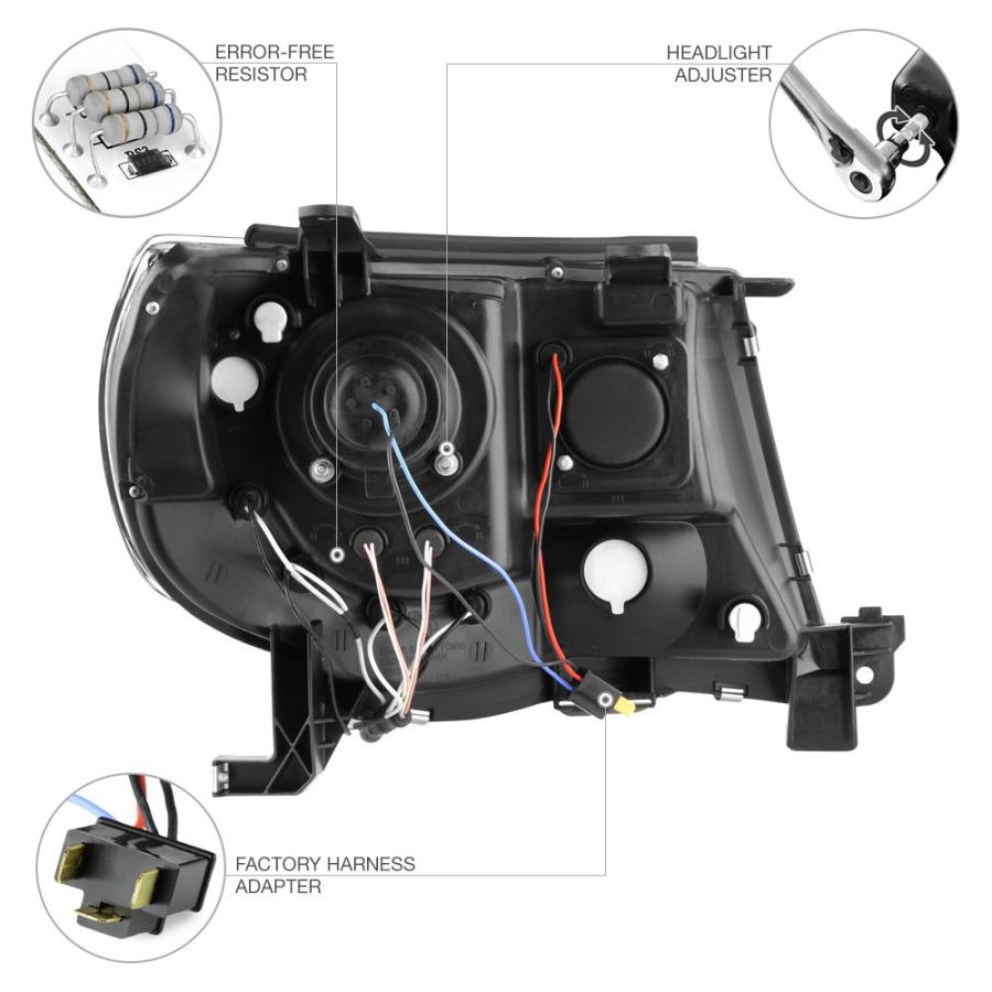 【並行輸入品】[2005 2011トヨタタタコマピックアップトラック用] LED ハローリングプロジェクター ヘッドライトヘッドランプアセンブリ_9