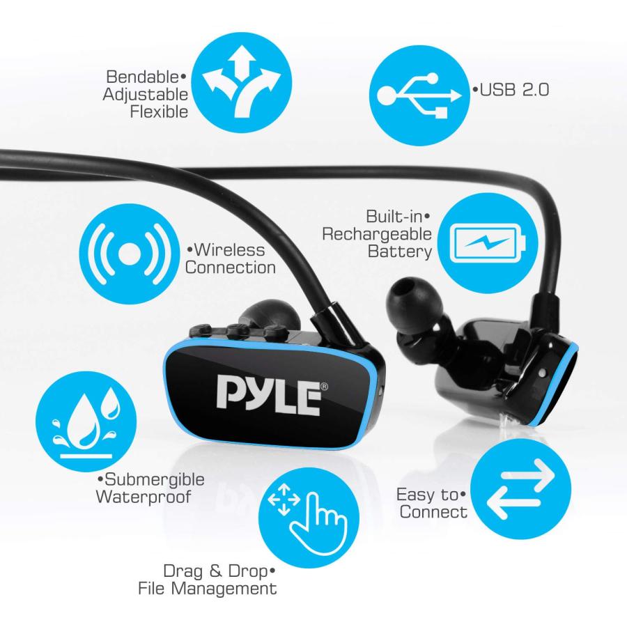 PyleFlextreme 防水スポーツ ウェアラブル MP3 ヘッドセット音楽プレーヤー 8 GB 水中水泳ジョギング ウォーキ 並行輸入品｜import-tabaido｜07