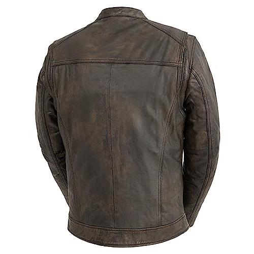 【並行輸入品】First Mfg Co   ヒップスター   メンズ オートバイ レザージャケット | レザージャケット メンズ First Mの画像