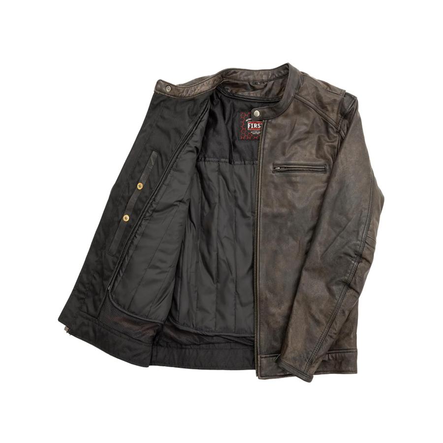 【並行輸入品】First Mfg Co   ヒップスター   メンズ オートバイ レザージャケット | レザージャケット メンズ First Mの画像