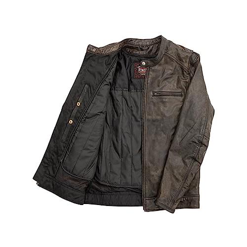 【並行輸入品】First Mfg Co   ヒップスター   メンズ オートバイ レザージャケット | レザージャケット メンズ First Mの画像