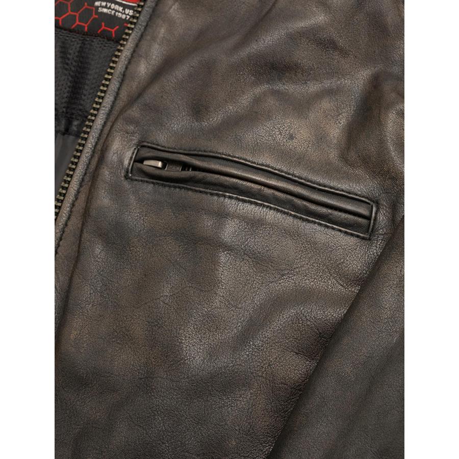 【並行輸入品】First Mfg Co   ヒップスター   メンズ オートバイ レザージャケット | レザージャケット メンズ First Mの画像