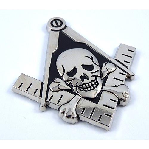 【並行輸入品】Mason Masonic オートエンブレム スカル付き クローム ブラック 3インチ メタルカー 3D デカール MAS17 M