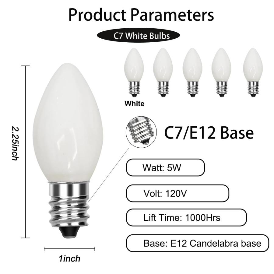 【並行輸入品】GOOTHY インドア&アウトドア ストリングライト C7 セラミッククリスマス交換用電球 5ワット ホワイト GOOTHY In