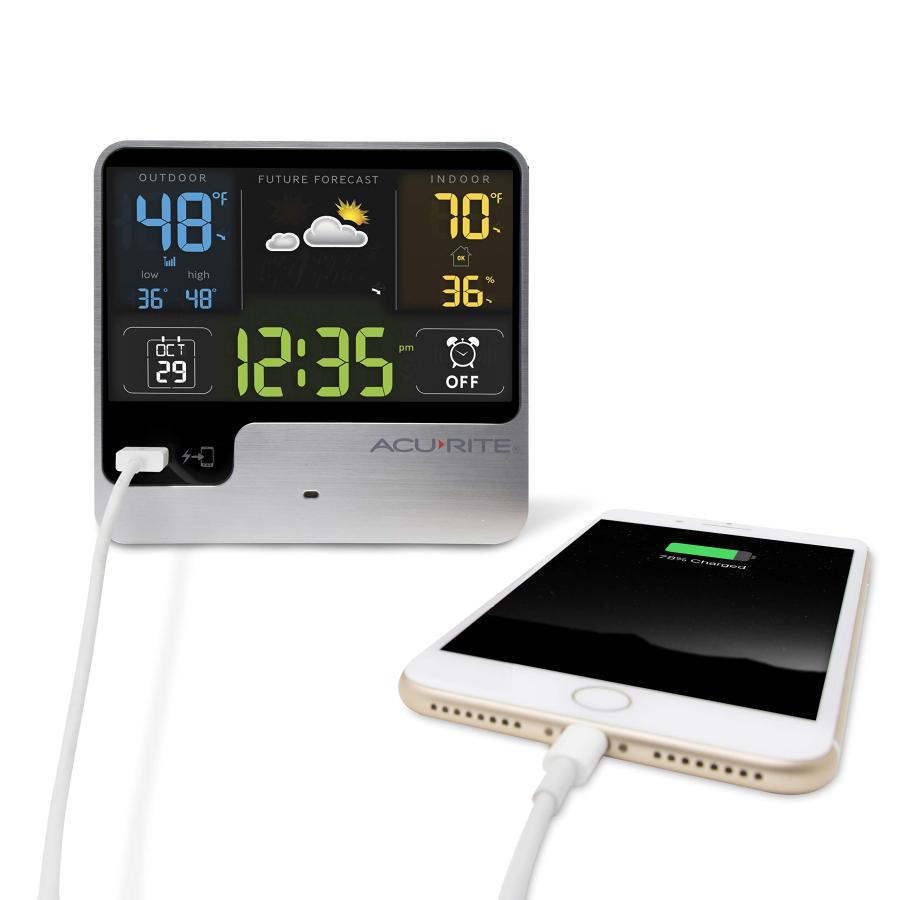 AcuRite 01129M Alarm Clock with USB Charger & Weather Station, B 並行輸入品 | ブランド登録なし