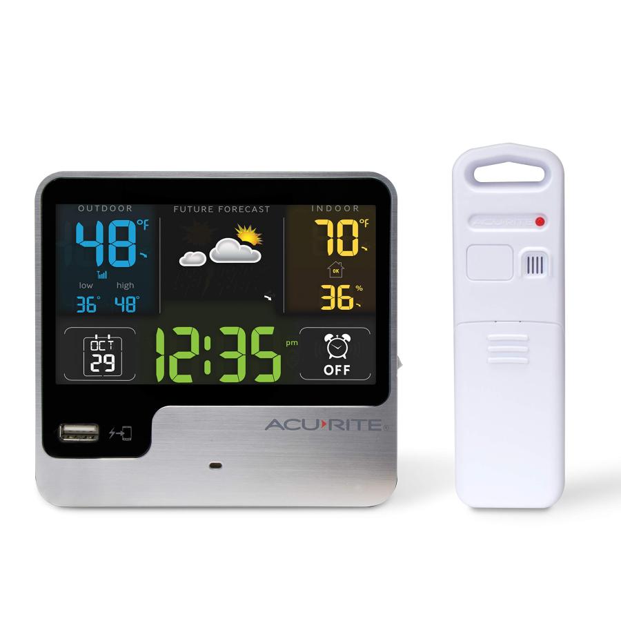 AcuRite 01129M Alarm Clock with USB Charger & Weather Station, B 並行輸入品 | ブランド登録なし | 09