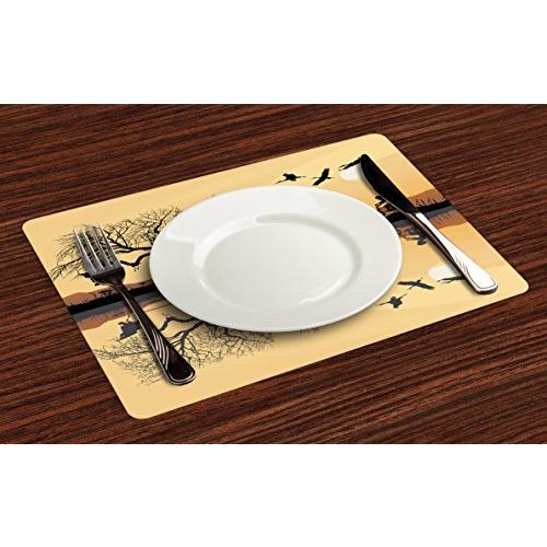 Ambesonne Mountain Place Mats Set of 4, Silhouette of Strokes an 並行輸入品｜import-tabaido｜05