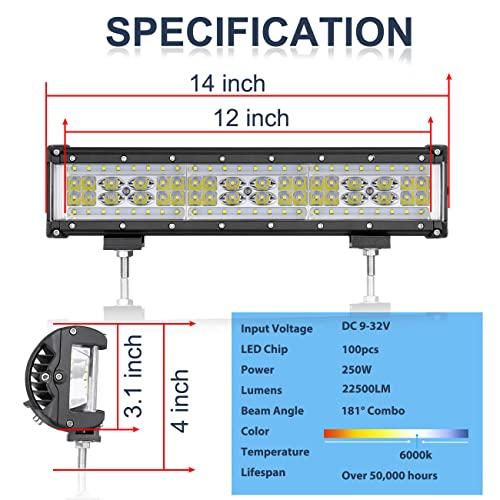 Side Shooter LED Light Bar, Auto Power Plus 15'' 250W Quad Row O 並行輸入品｜import-tabaido｜05