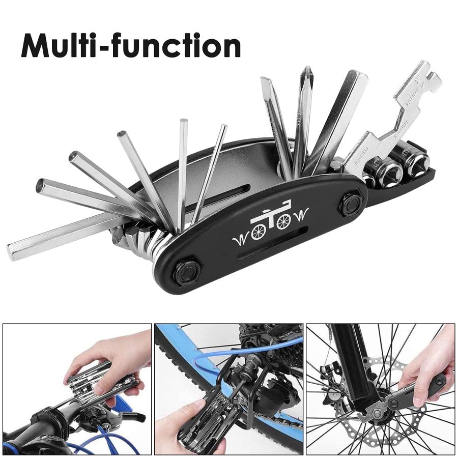 【並行輸入品】WOTOW 自転車修理セット バッグ 自転車多機能 16 の 1 つのツール キット六角キーレンチ タイヤ パッチ レバー ポータ_9
