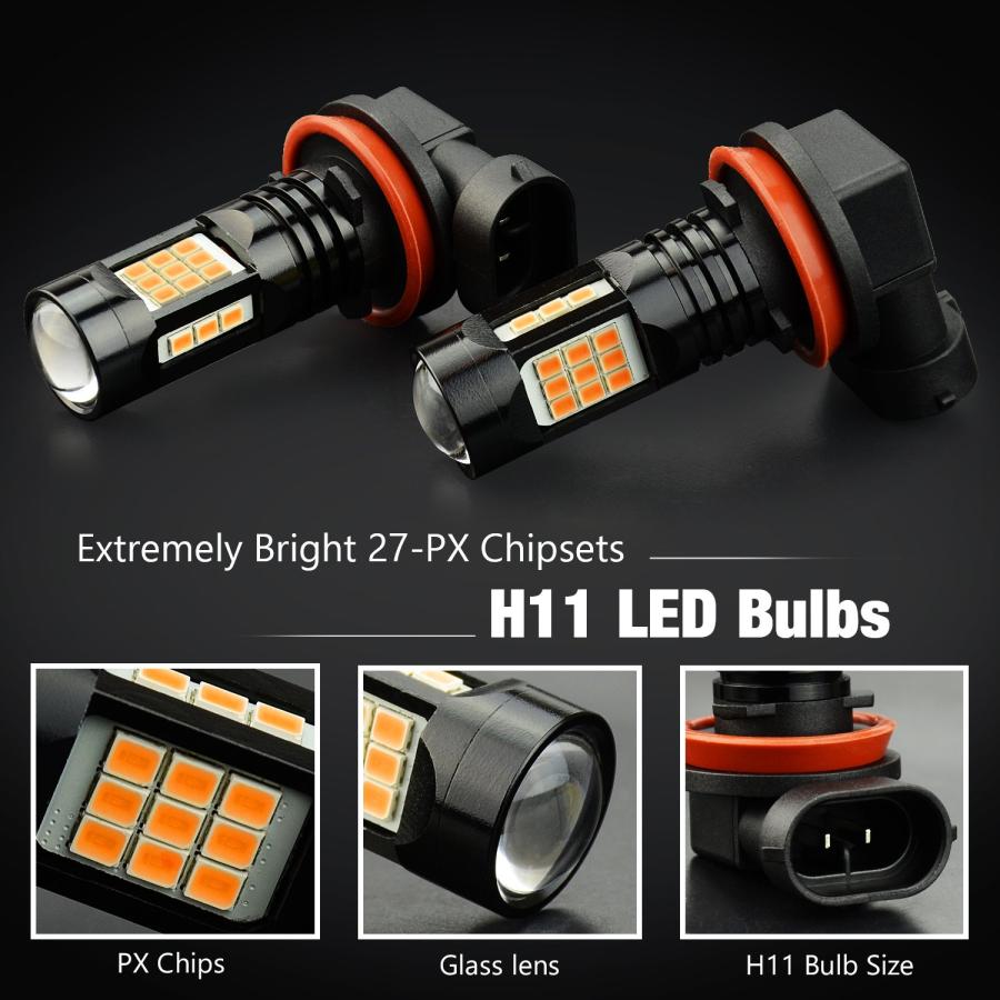 【並行輸入品】JDM ASTAR ブライトアンバー PXチップ H11 H16 LEDフォグライト電球 JDM ASTAR Bright Amb