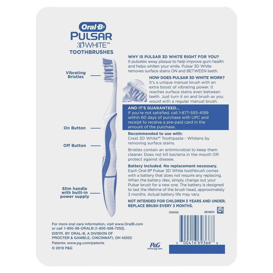 Oral B Pulsar Vibrating Bristles Toothbrush, Medium, 4 Pack 並行輸入品｜import-tabaido｜04