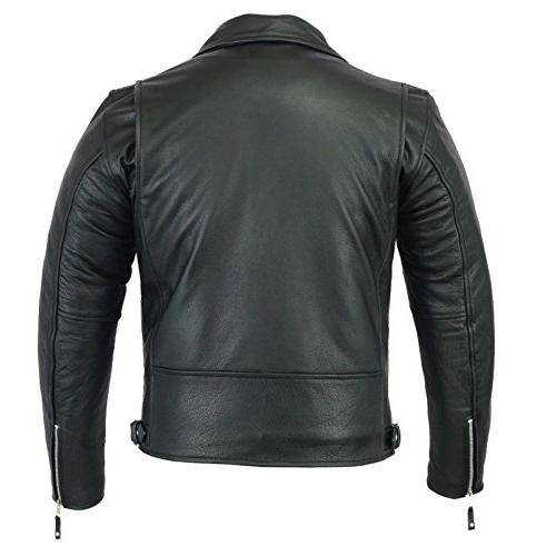 【並行輸入品】A&H Apparel メンズレザーオートバイジャケット 本物の牛革ジップアウト裏地ジャケット (XXL) A&H Apparelの画像
