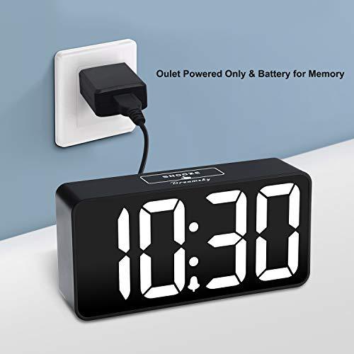 【並行輸入品】DreamSky コンパクトデジタル目覚まし時計 USB充電ポート付き 明るさ0~100%調光器 大きな太字数字表示 アラーム音量_4