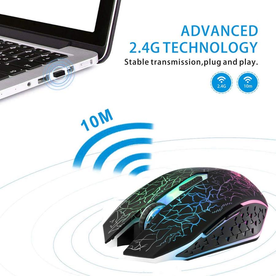 TENMOS M2 ワイヤレスゲーミングマウス 静音充電式 光学式 USBコンピュータマウス ワイヤレス 7色LEDライト付き 人 並行輸入品｜import-tabaido｜10