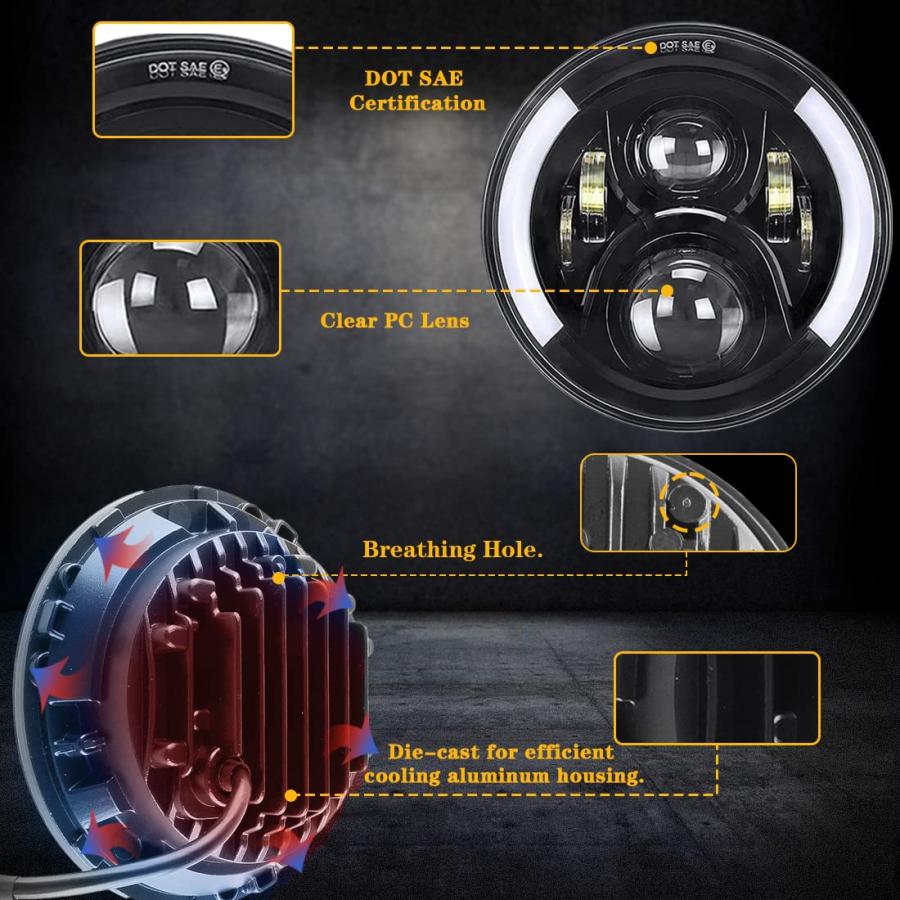 【並行輸入品】SKTYANTS 7インチ LED ヘッドライト DRL (左/右) ウィンカーライト オートバイ ハーレーダビッドソン SKTY_6