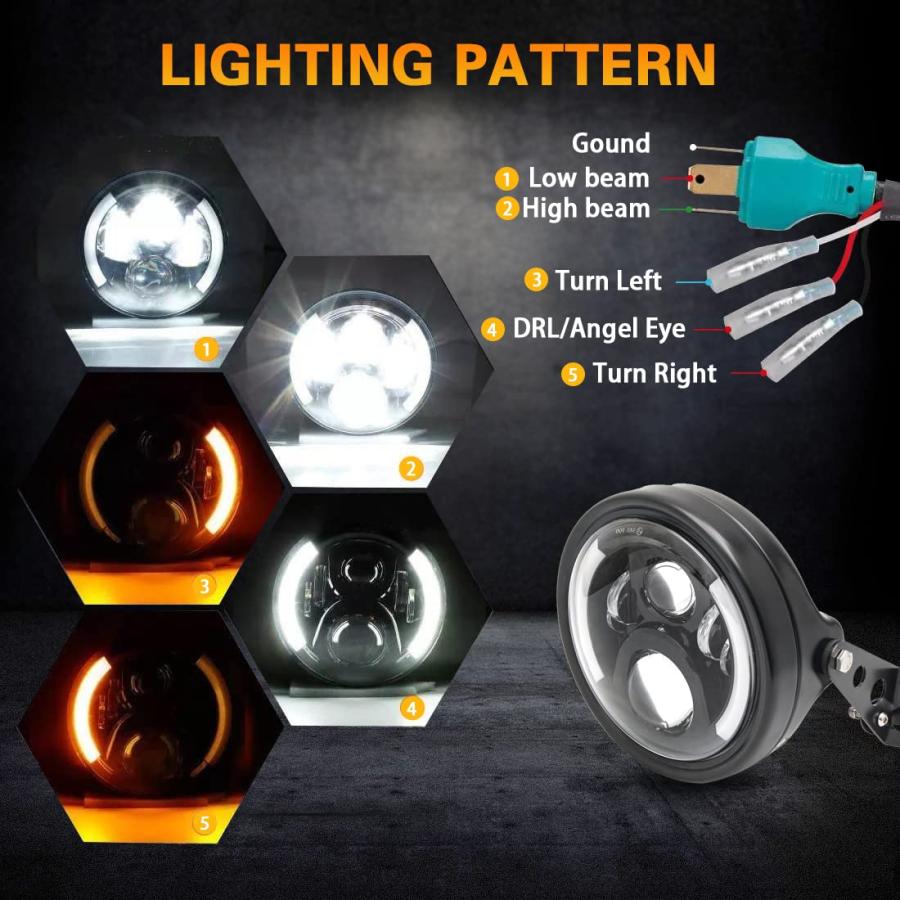 【並行輸入品】SKTYANTS 7インチ LED ヘッドライト DRL (左/右) ウィンカーライト オートバイ ハーレーダビッドソン SKTY_9