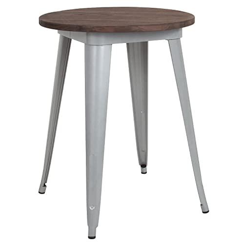 【並行輸入品】Flash Furniture メタル/ウッド カラフル レストランテーブル エルム 亜鉛メッキスチール ゴム シルバー 30.5_1