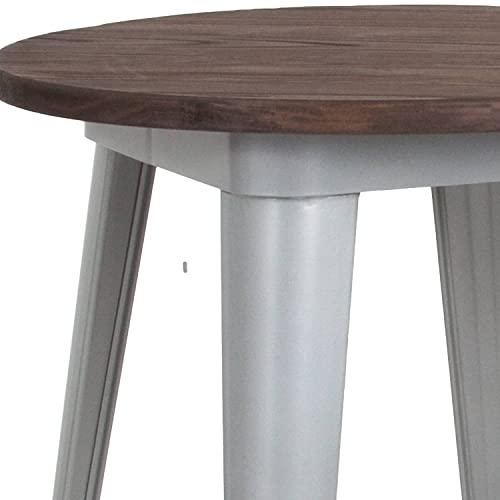 【並行輸入品】Flash Furniture メタル/ウッド カラフル レストランテーブル エルム 亜鉛メッキスチール ゴム シルバー 30.5_4