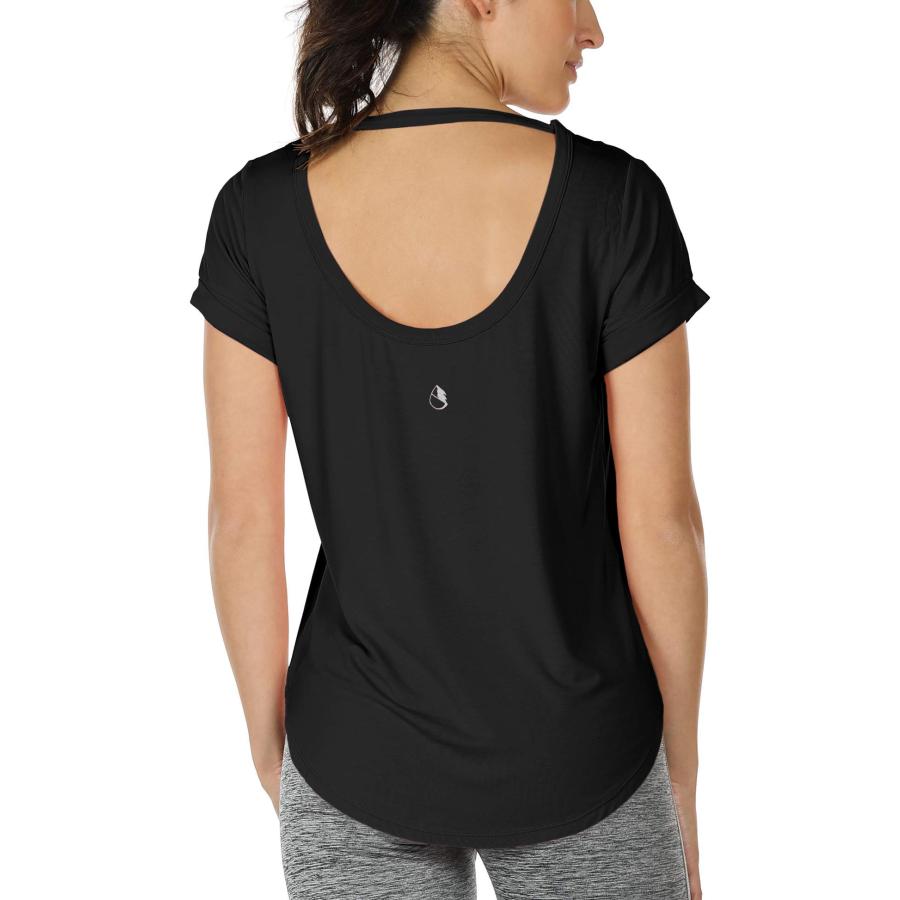 【並行輸入品】icyzone レディース ヨガ シャツ レディース用 オープン バック   ワークアウト トップス 半袖 T シャツ ルーズ フ | ブランド登録なし