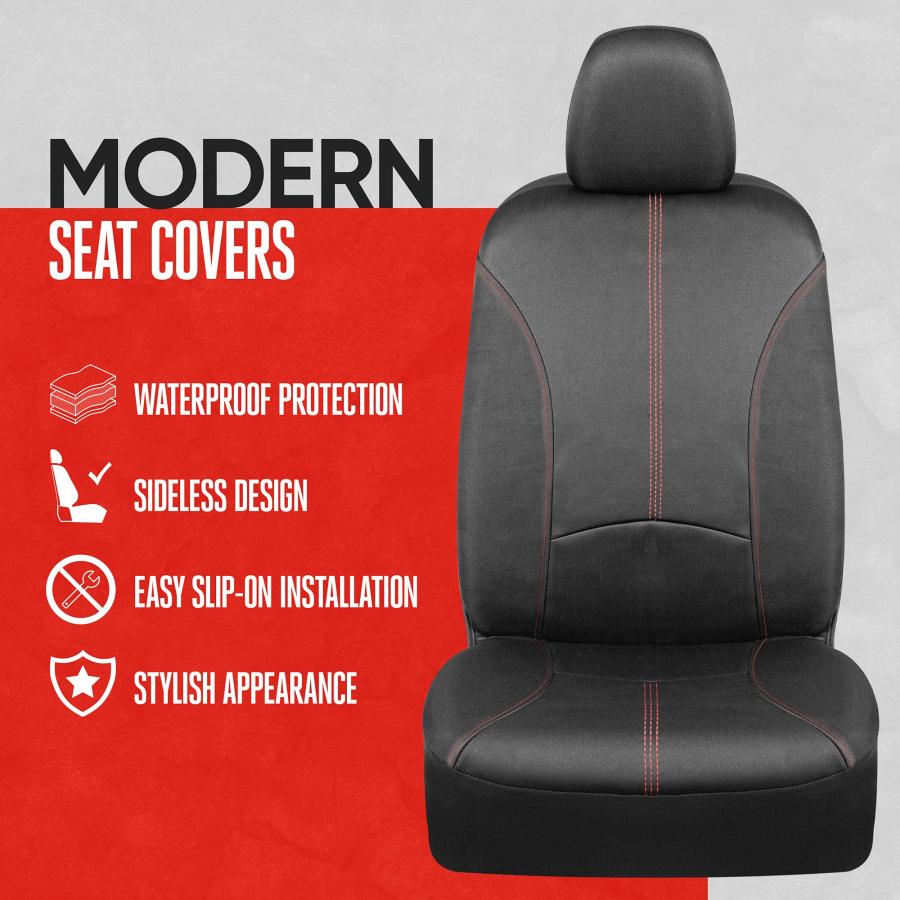 【並行輸入品】MOTOR TREND SpillGuard 防水カーシートカバー フロントシート用 レッドステッチ 丈夫なネオプレン製カーシート_3