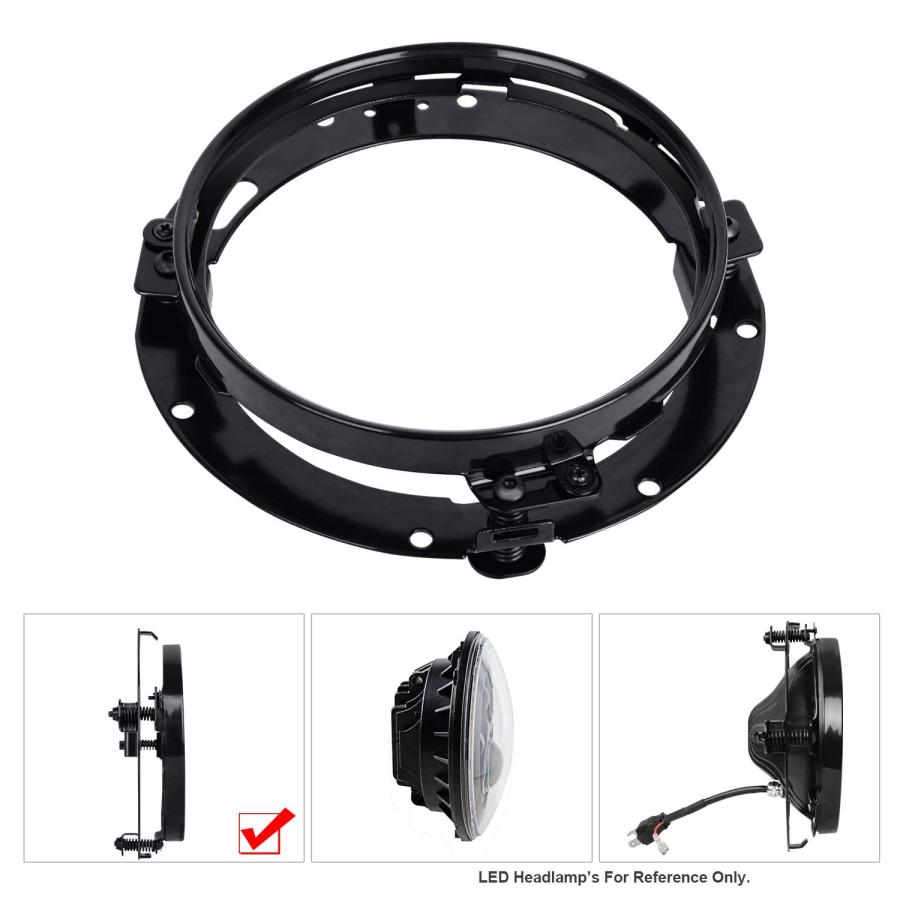 【並行輸入品】YEEGO DIRECT 7インチ ラウンドヘッドライトリングマウントブラケットと7インチLEDヘッドライトワイヤーハーネスアダプの画像