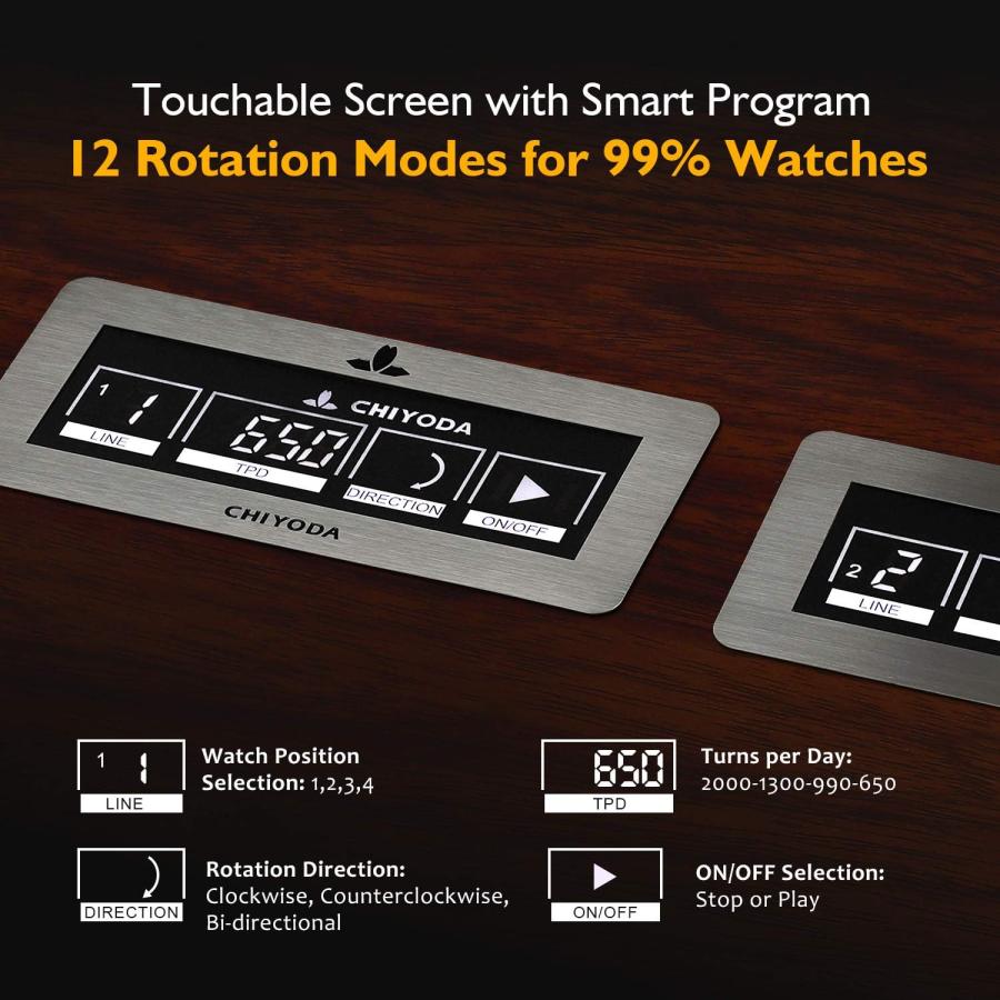 【並行輸入品】CHIYODA Watch Winder  LCD Touch Screen 12 Rotation Modes  High Gl　並行の画像