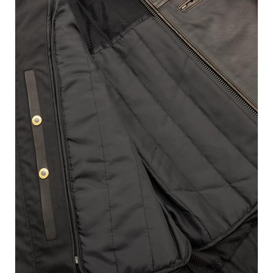 【並行輸入品】First MFG Co.   コミューター   メンズ モーターサイクルレザージャケット (ブラウン、ミディアム) Firstの画像