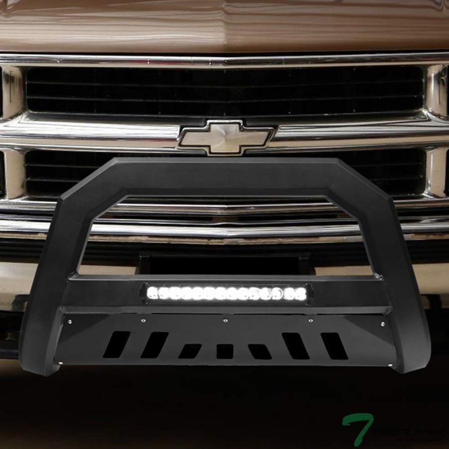 【並行輸入品】Topline Autopart つや消しブラック AVT アルミニウム LED ライト ブルバー ブラシ フロントバンパー グリの画像