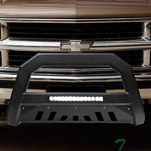 【並行輸入品】Topline Autopart つや消しブラック AVT アルミニウム LED ライト ブルバー ブラシ フロントバンパー グリの画像