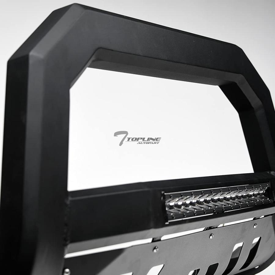 【並行輸入品】Topline Autopart つや消しブラック AVT アルミニウム LED ライト ブルバー ブラシ フロントバンパー グリの画像