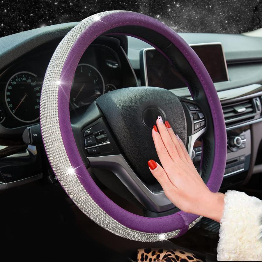 通販の公式 New Diamond Leather Steering Wheel Cover with Bling Bling Crysta 並行輸入品