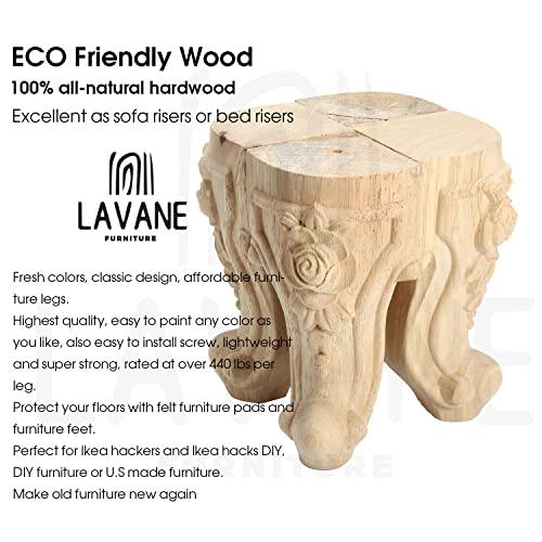 【並行輸入品】La Vane 木製家具の脚 4点セット ヨーロッパスタイル ソリッドウッド 彫刻家具 交換用 足装飾 ソファ キャビネット ワー_7