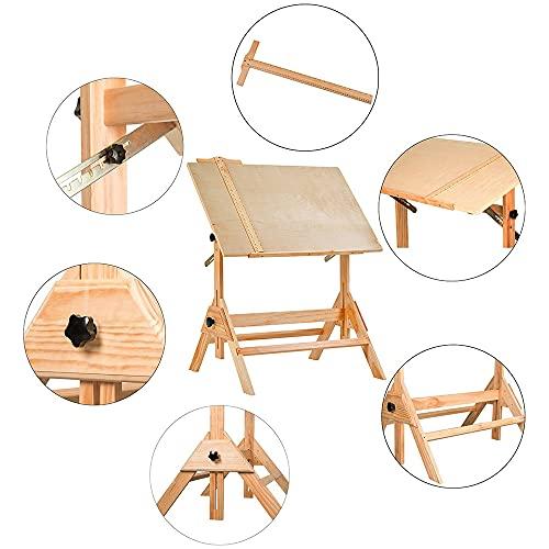 並行輸入品】MEEDEN 製図台 製図机 木製 T定規付き 折りたたみ 高さ