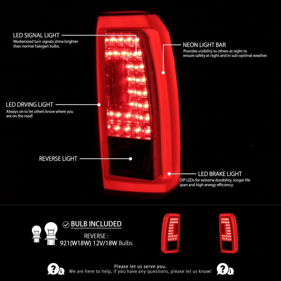 【並行輸入品】Autozensation GMC Yukon XL 光沢ブラックスモークレンズ LED リアテールライト ブレーキランプ ペア_3