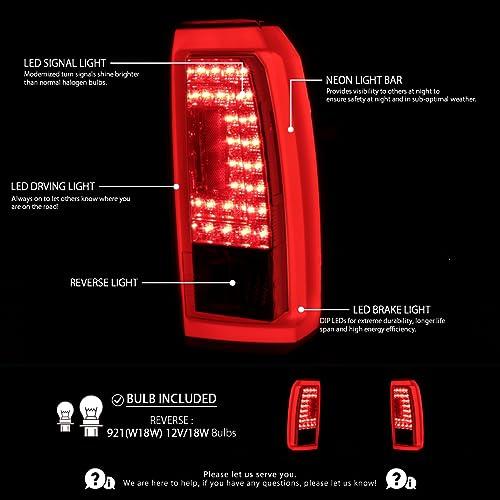 【並行輸入品】Autozensation GMC Yukon XL 光沢ブラックスモークレンズ LED リアテールライト ブレーキランプ ペア_4