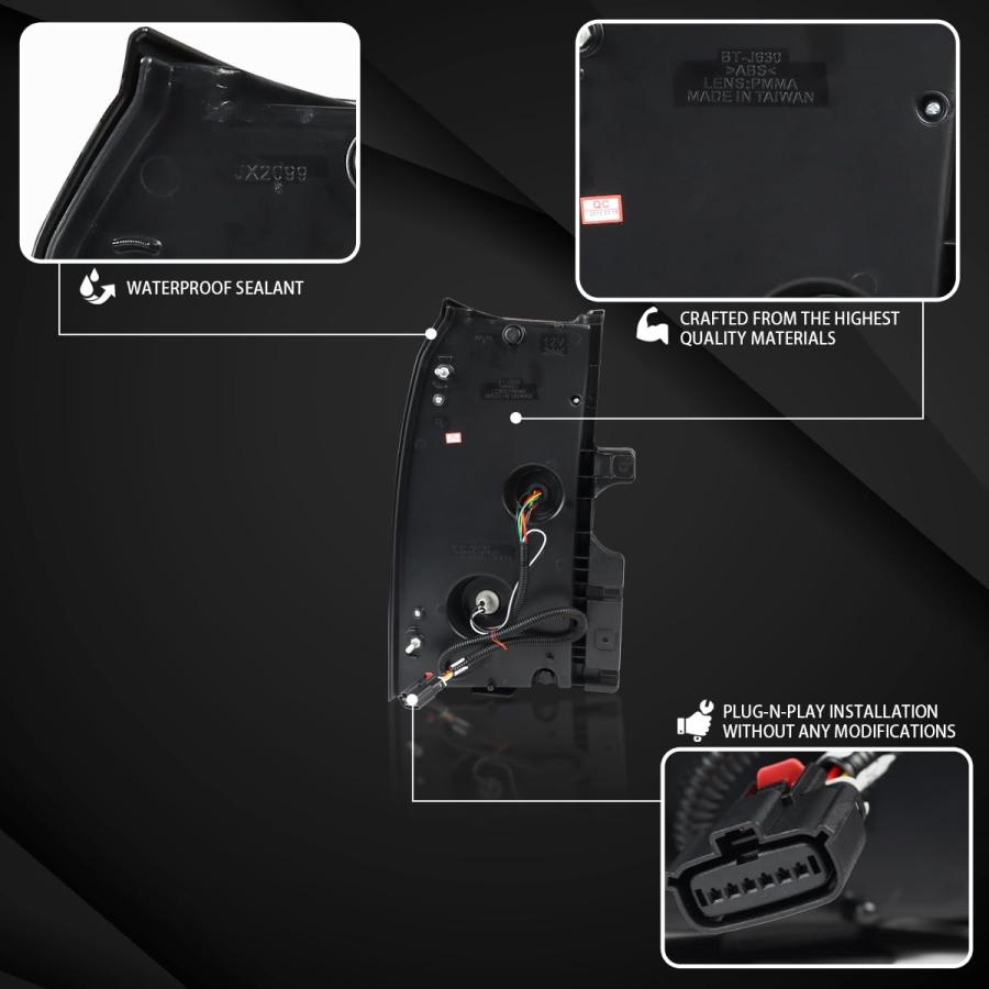 【並行輸入品】Autozensation GMC Yukon XL 光沢ブラックスモークレンズ LED リアテールライト ブレーキランプ ペア_9