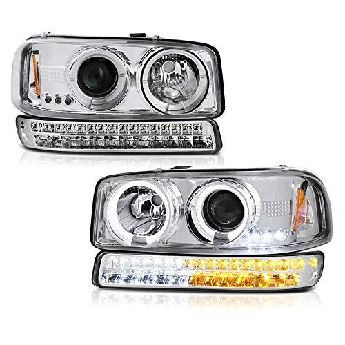 【並行輸入品】VIPMOTOZ クロムLEDヘイローリングプロジェクターヘッドライト+LEDストリップフロントバンパー パーキングウィンカーラン_1
