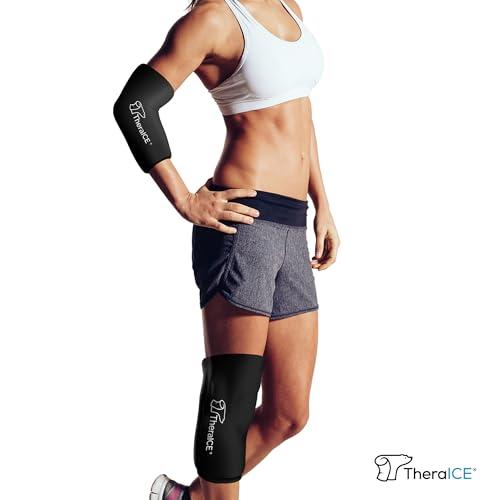 【並行輸入品】TheraICE Elbow & Knee Ice Pack for Injuries Compression Sleeve，