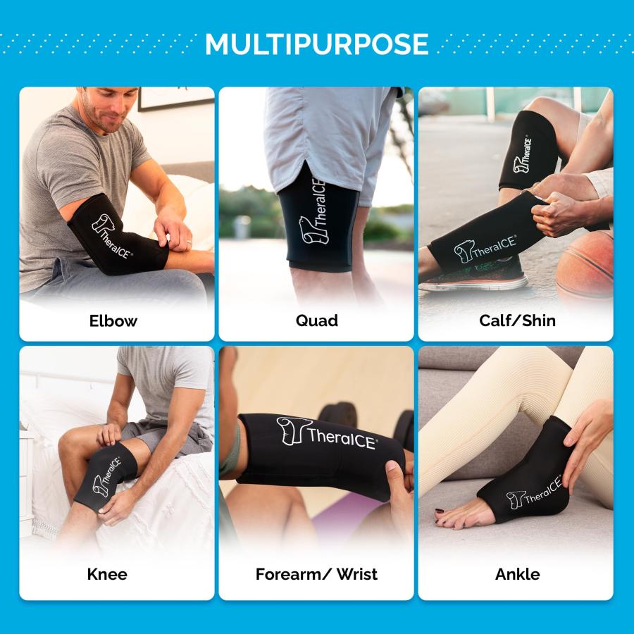 【並行輸入品】TheraICE Elbow & Knee Ice Pack for Injuries Compression Sleeve，