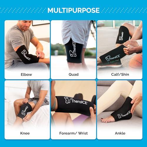 【並行輸入品】TheraICE Elbow & Knee Ice Pack for Injuries Compression Sleeve，