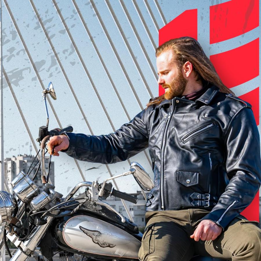 並行輸入品】レザーオートバイジャケット メンズ Moto Riding Cafe
